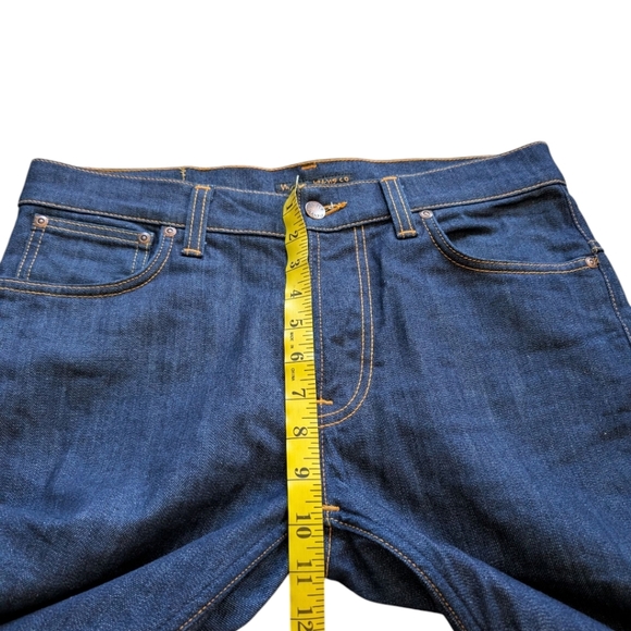 Nudie Jeans Thin Finn Jeans Dry Ecru Embo Dark Blue Wash Men's size 32 x 34 - Picture 9 of 15